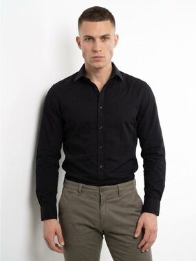 MICHAEL KORS BLACK SLIM FIT DRESS SHIRT LARGE MEN'S